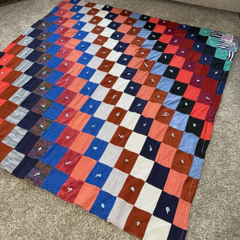 Vintage Handmade Patchwork Blocks Hand Quilt‎ 81